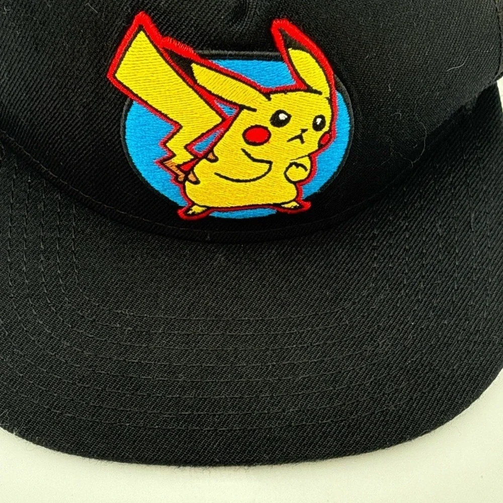 Pokémon Pikachu Black Snapback Hat Embroidered Logo Adjustable Cap